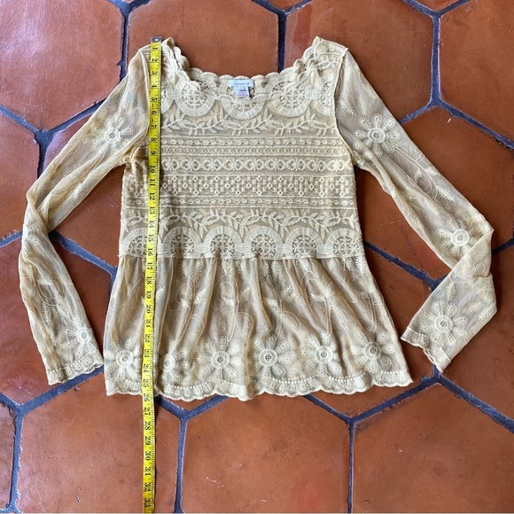 Sundance Buttery Yellow Embroidered Sheer Top Blouse Cottagecore Romantic Small - Picture 8 of 9